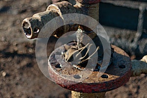 Oil, gas industry. Group wellheads and valve armature