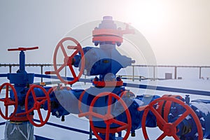 Oil, gas industry. Group wellheads and valve armature
