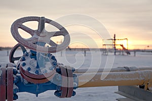 Oil, gas industry. Group wellheads and valve armature