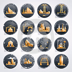 Oil and gas industry icons set. Vector illustration for your design