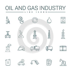 Oil And Gas Industry Line Icons