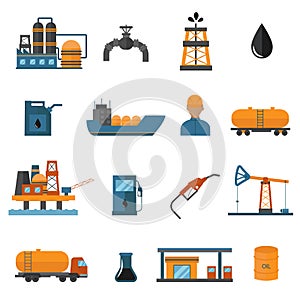 Oil gas industry manufacturing icons for infographic.