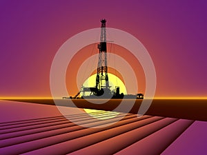 Oil Gas Industry Oilfield Drilling Rig Oil Pump Jack Offshore Technology Background