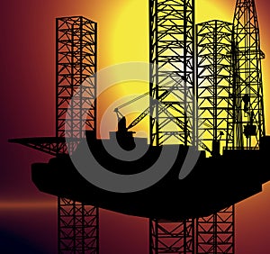 Oil Gas Industry Oilfield Drilling Rig Oil Pump Jack Offshore Technology Background