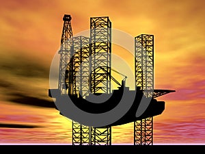 Oil Gas Industry Oilfield Drilling Rig Oil Pump Jack Offshore Technology Background