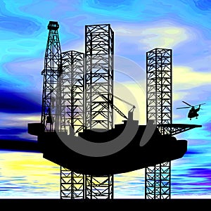 Oil Gas Industry Oilfield Drilling Rig Oil Pump Jack Offshore Technology Background