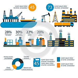 Oil gas industry vector manufacturing gas infographic world oil production distribution petroleum extraction