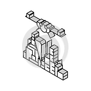 oil and gas inspection drone isometric icon vector illustration