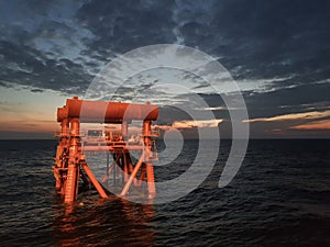 Oil and Gas Jacket During Sunset