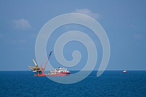 Oil and gas platform in the gulf or the sea