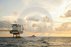 Oil and gas platform in the gulf or the sea, Offshore oil and rig construction, Energy business