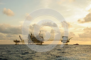 Oil and gas platform in the gulf or the sea, Offshore oil and rig construction, Energy business