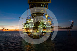 Oil and gas platform in the gulf or the sea, Offshore oil and rig construction Platform