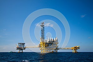 Oil and gas platform in the gulf or the sea, Offshore oil and rig construction Platform