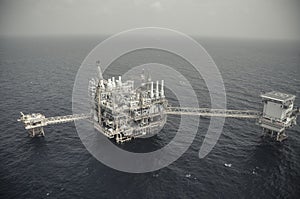 Oil and gas platform in the gulf or the sea, The world energy, Offshore oil and rig construction