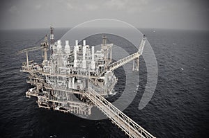 Oil and gas platform in the gulf or the sea, The world energy, Offshore oil and rig construction