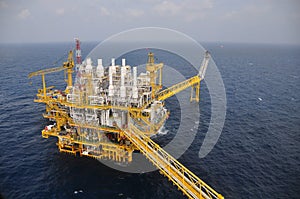 Oil and gas platform in the gulf or the sea, The world energy, Offshore oil and rig construction