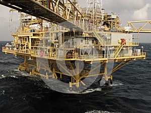 Oil and gas platform in the gulf or the sea, The world energy, Offshore oil and rig construction