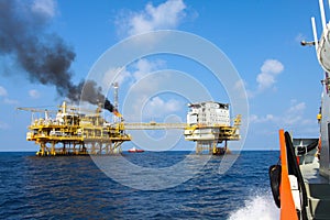 Oil and gas platform in the gulf or the sea, The world energy, Offshore oil and rig construction