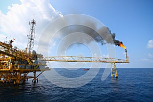 Oil and gas platform in the gulf or the sea, The world energy, Offshore oil and rig construction