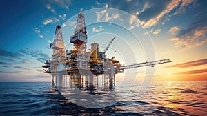 Oil and gas platform in the gulf or the sea, The world energy, Offshore oil and rig construction