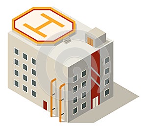 Oil gas platform isometric icon composition. Offshore mining element of depot petroleum products with drilling rig