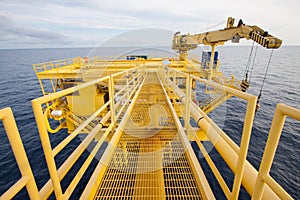 Oil and gas process platform. Remote platform for production oil and gas, Construction in offshore