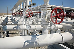 Oil gas processing plant pipe line valves photo