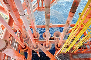 Oil and Gas Producing Slots at Offshore Platform.