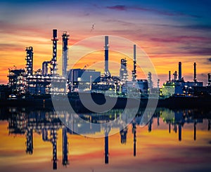 Oil and gas Refinery factory with beautiful sky