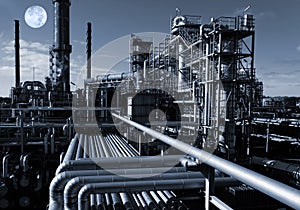 Oil and gas refinery at night
