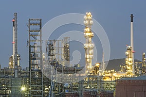 Oil and gas refinery in night, Thailand