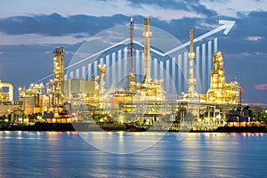 Oil gas refinery or petrochemical plant with business concept