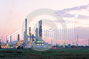 Oil gas refinery or petrochemical plant with concept of business, industry