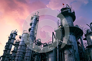 Oil and gas refinery plant or petrochemical industry in dramatic sky background