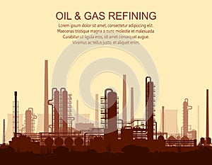 Oil and gas refinery at sunset