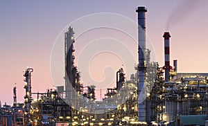 Oil and gas refinery at twilight