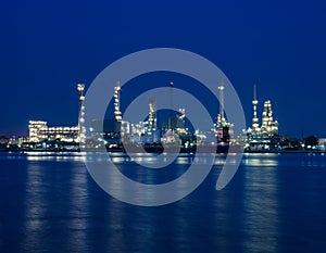 Oil and gas refinery at twilight time - Petrochemical factory