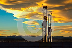 Oil and Gas Rig on the Front Range of Colorado at sunset