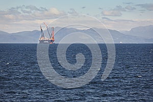 Oil and gas sea platform in Norway. Energy industry. Petroleum