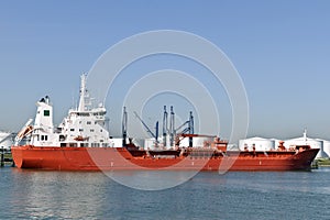 Oil and gas ship in the harbor