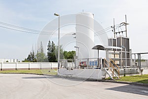 Oil and gas storage tanks in open air
