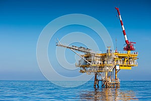 Oil and Gas wellhead remote platform at the Gulf of Thailand.