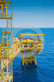 Oil and gas wellhead remote platform nearly close to central processing platform