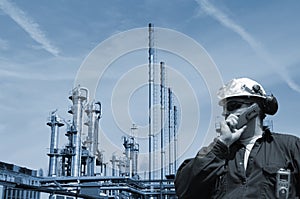 Oil and gas worker with refinery