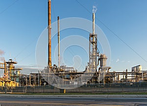 Oil and Gaz Refinery at sunset