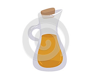 oil in glass bottle isolated on white. Vector illustration in flat style. Virgin organic healthy oil product. Seed oil