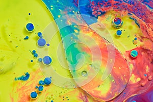 Oil glob colorful vibrant paint swirling divided worlds floating abstract art background asset