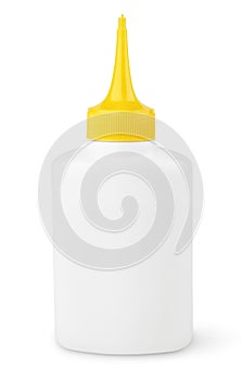 Oil or glue bottle on white