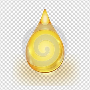 Oil gold drop isolated on transparent background